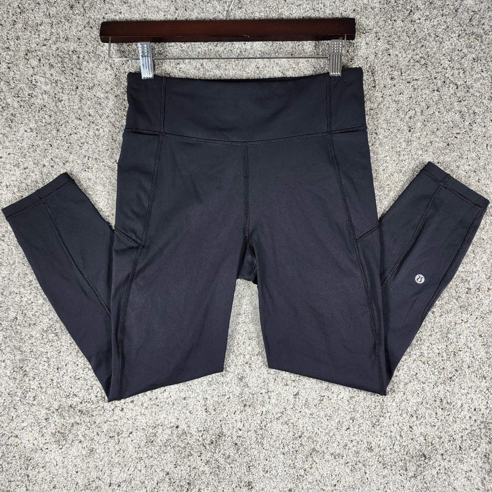 Lululemon Speed Up Crop Womens 8 Black Leggings Pockets Excellent